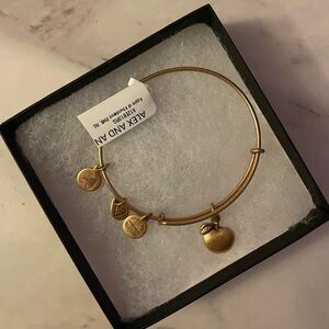 Alex and Ani Gold Apple Charm Bracelet